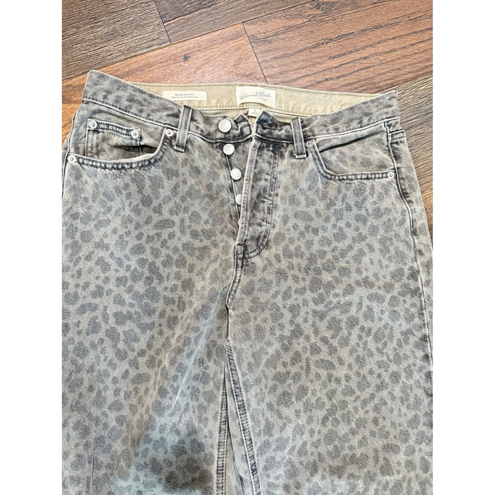 Universal Thread Grey Leopard Print Mid Rise 90s Baggy Jeans Size 6 Button Fly - Picture 10 of 16